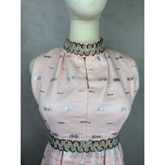 Vintage 1960s Brocade Hostess Dress Mod MCM Size Small READ/FLAWED - Picture 5 of 14